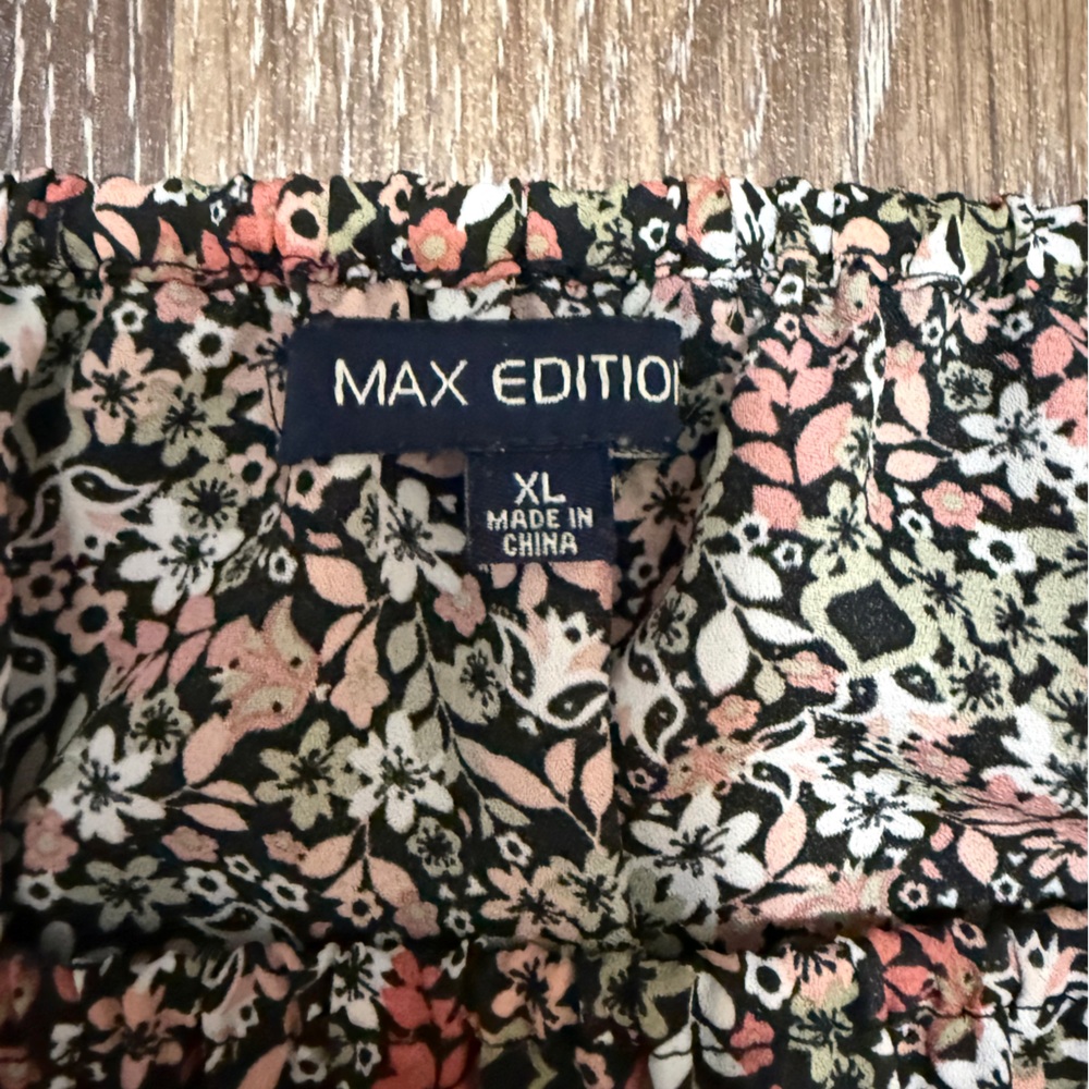 Max Edition Black and White Smocked Ruffled Blouse - Picture 7 of 7
